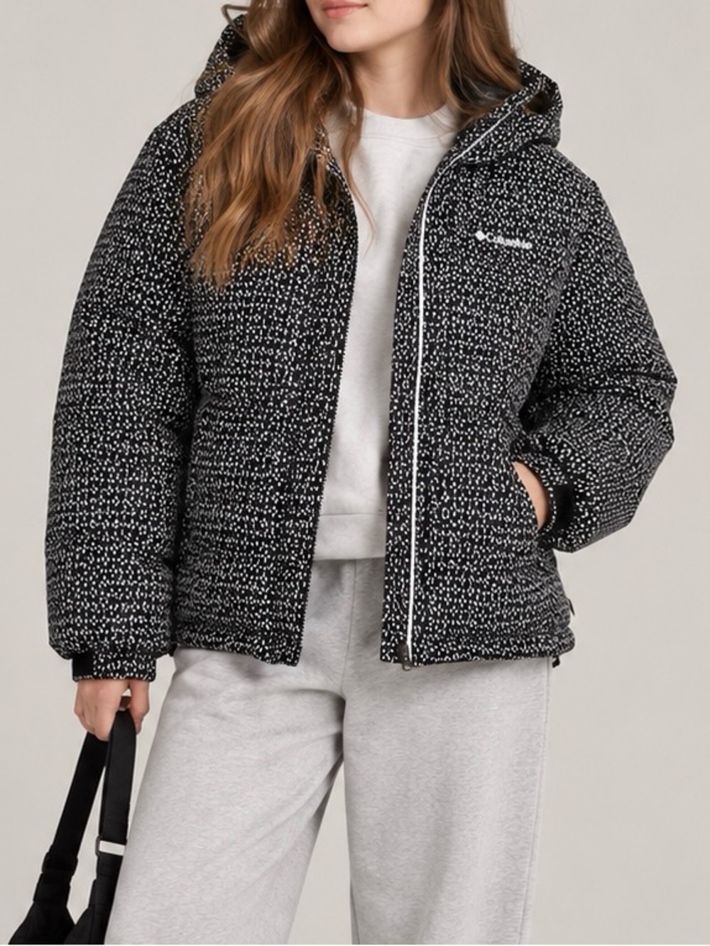 Columbia Black & White Hooded Puffer Jacket for Kids